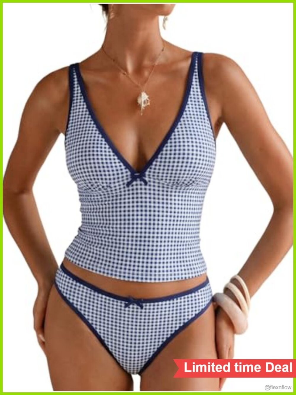 Tankini Swimsuits for Women V Neck Two Piece Bowknot Bathing Suit